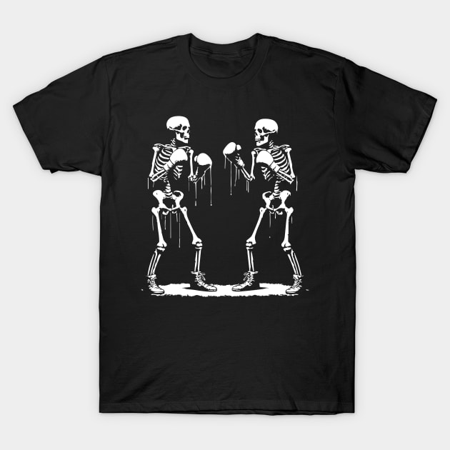 funny skeletons boxing T-Shirt by lkn